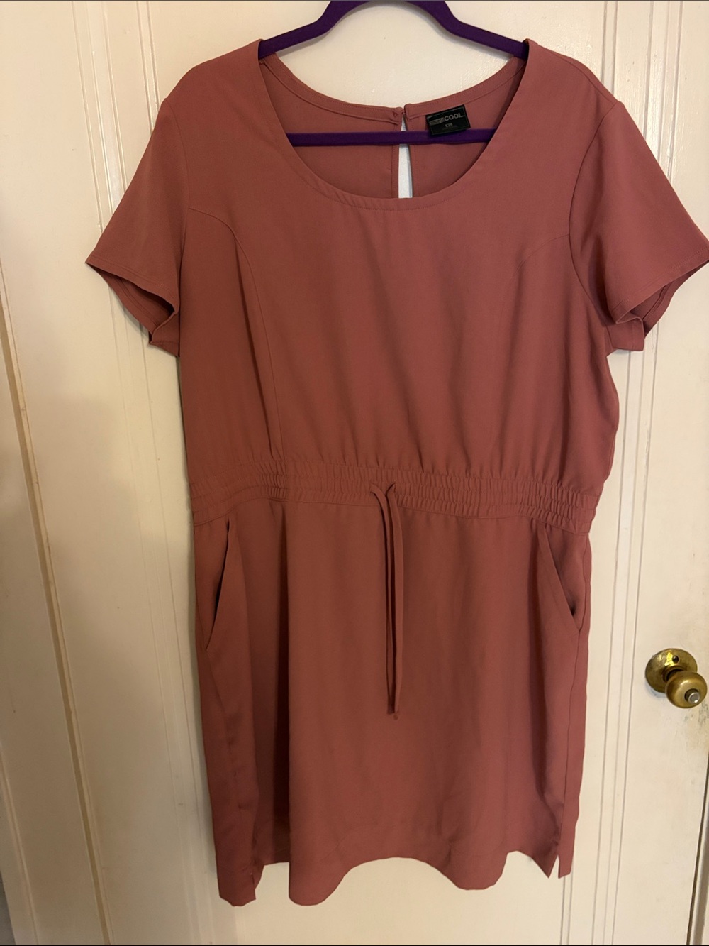 Everyday Drawstring Waist Mini Dress in Dusty Rose